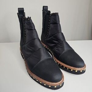 Free‎ People Women's Black Round Toe Atlas Puffer Chelsea Boots Size 39.5